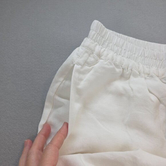 Evereve Sophia Linen Pants Wide Leg High Rise 4-pocket Beachy Boho White sz Sm - Picture 2 of 7